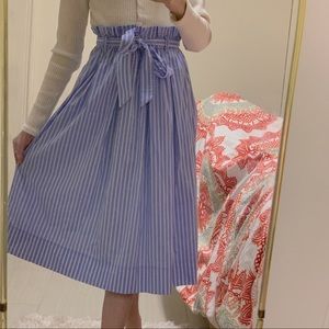 blue/white stripes midi skirt